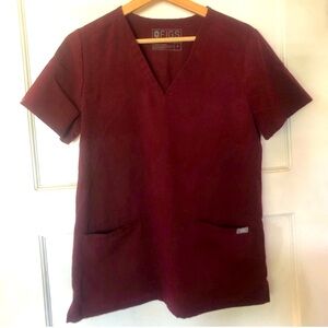 Figs burgundy scrub top with two pocket